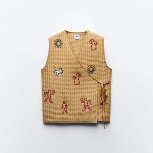 Zara Embroidered Quilted Vest